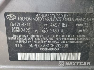 Zdjęcie 14 z 15 samochodu: 2012 HYUNDAI SONATA SE VIN:5NPEC4AB1CH392238 - miniatura