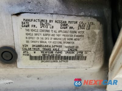 Zdjęcie 14 z 14 samochodu: 2001 NISSAN SENTRA SE VIN:3N1BB51D81L129435 - miniatura