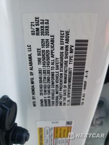 Zdjęcie 15 z 15 samochodu: 2021 HONDA PILOT TOURING VIN:5FNYF5H61MB033877 - miniatura