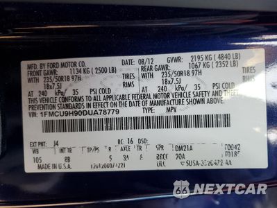 Zdjęcie 13 z 13 samochodu: 2013 FORD ESCAPE SEL VIN:1FMCU9H90DUA78779 - miniatura