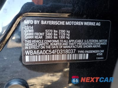 Zdjęcie 14 z 15 samochodu: 2015 BMW 640 I GRAN COUPE VIN:WBA6A0C54FD318037 - miniatura