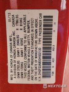 Zdjęcie 13 z 14 samochodu: 2013 HONDA CIVIC EX VIN:2HGFG3A83DH502130 - miniatura