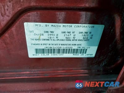 Zdjęcie 12 z 12 samochodu: 2008 MAZDA 3 HATCHBACK VIN:JM1BK343081149300 - miniatura