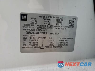 Zdjęcie 13 z 13 samochodu: 2017 CHEVROLET TAHOE K1500 LT VIN:1GNSKBKC2HR128387 - miniatura