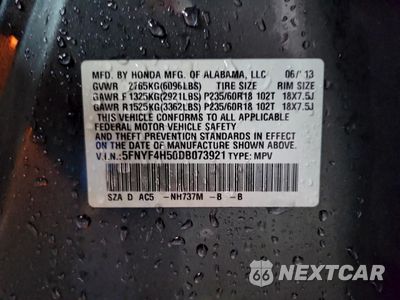 Zdjęcie 13 z 14 samochodu: 2013 HONDA PILOT EXL VIN:5FNYF4H50DB073921 - miniatura