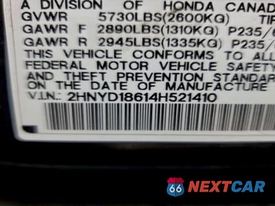 Zdjęcie 12 z 12 samochodu: 2004 ACURA MDX TOURING VIN:2HNYD18614H521410 - miniatura