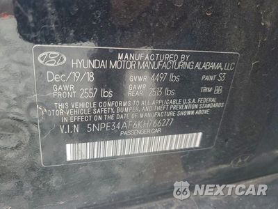 Zdjęcie 12 z 14 samochodu: 2019 HYUNDAI SONATA LIMITED VIN:5NPE34AF6KH766277 - miniatura