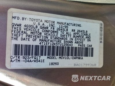 Zdjęcie 12 z 12 samochodu: 1996 TOYOTA CAMRY LE VIN:4T1EF12K5TU125643 - miniatura