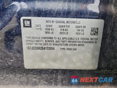 Zdjęcie 12 z 12 samochodu: 2016 CHEVROLET SONIC LT VIN:1G1JC6SH2G4133954 - miniatura