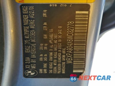 Zdjęcie 14 z 14 samochodu: 2006 BMW X3 3.0I VIN:WBXPA934X6WD32778 - miniatura