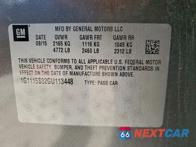 Zdjęcie 13 z 13 samochodu: 2016 CHEVROLET IMPALA LT VIN:1G1115S32GU113448 - miniatura