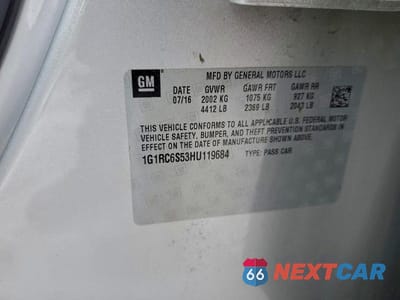 Zdjęcie 12 z 12 samochodu: 2017 CHEVROLET VOLT LT VIN:1G1RC6S53HU119684 - miniatura