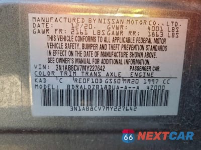 Zdjęcie 12 z 12 samochodu: 2021 NISSAN SENTRA SV VIN:3N1AB8CV7MY227642 - miniatura