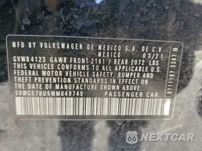 Zdjęcie 12 z 13 samochodu: 2021 VOLKSWAGEN JETTA S VIN:3VWC57BU5MM049749 - miniatura