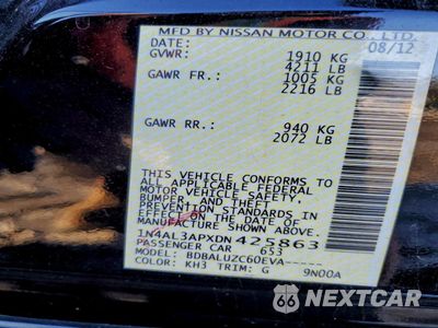 Zdjęcie 12 z 14 samochodu: 2013 NISSAN ALTIMA 2.5 VIN:1N4AL3APXDN425863 - miniatura
