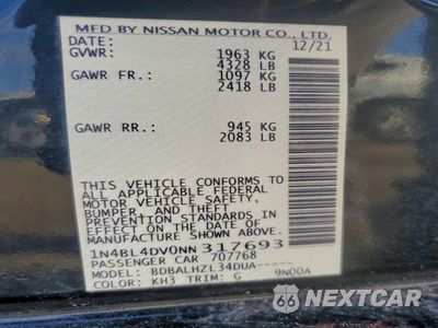 Zdjęcie 12 z 12 samochodu: 2022 NISSAN ALTIMA SV VIN:1N4BL4DV0NN317693 - miniatura