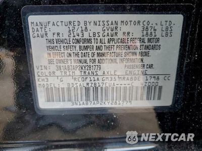 Zdjęcie 12 z 14 samochodu: 2019 NISSAN SENTRA S VIN:3N1AB7AP2KY281779 - miniatura