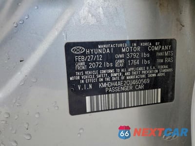 Zdjęcie 12 z 12 samochodu: 2012 HYUNDAI ELANTRA GLS VIN:KMHDH4AE2CU460569 - miniatura