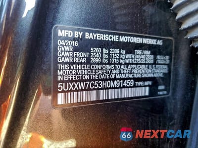 Zdjęcie 12 z 12 samochodu: 2017 BMW X4 XDRIVEM40I VIN:5UXXW7C53H0M91459 - miniatura