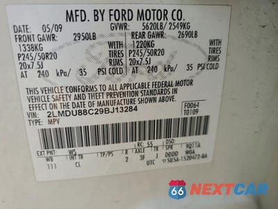 Zdjęcie 12 z 12 samochodu: 2009 LINCOLN MKX VIN:2LMDU88C29BJ13284 - miniatura