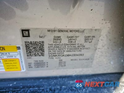 Zdjęcie 13 z 13 samochodu: 2017 CHEVROLET TRAVERSE LT VIN:1GNKRGKD8HJ334393 - miniatura
