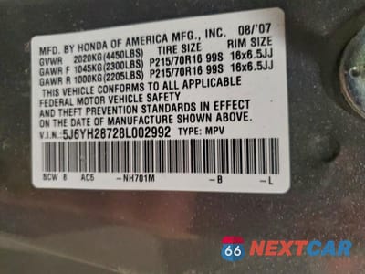 Zdjęcie 13 z 13 samochodu: 2008 HONDA ELEMENT EX VIN:5J6YH28728L002992 - miniatura