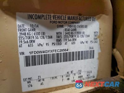 Zdjęcie 12 z 12 samochodu: 2015 FORD F450 SUPER DUTY VIN:1FD0W4GYXFEC28564 - miniatura