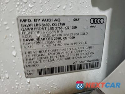 Zdjęcie 13 z 13 samochodu: 2022 AUDI Q5 PREMIUM PLUS 45 VIN:WA1EAAFY4N2019842 - miniatura