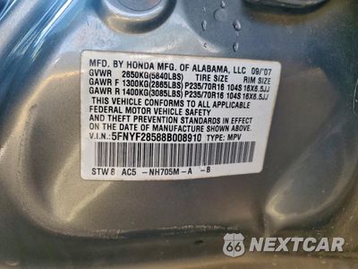 Zdjęcie 13 z 15 samochodu: 2008 HONDA PILOT EXL VIN:5FNYF28588B008910 - miniatura