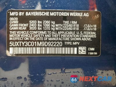 Zdjęcie 12 z 13 samochodu: 2021 BMW X3 SDRIVE30I VIN:5UXTY3C01M9D92220 - miniatura