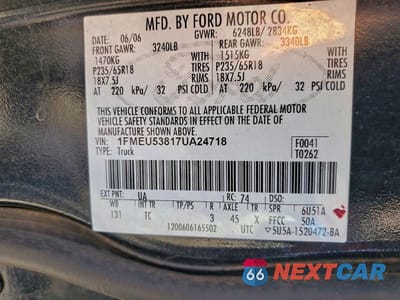 Zdjęcie 12 z 12 samochodu: 2007 FORD EXPLORER SPORT TRAC LIMITED VIN:1FMEU53817UA24718 - miniatura