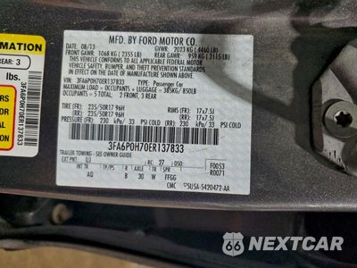 Zdjęcie 12 z 12 samochodu: 2014 FORD FUSION SE VIN:3FA6P0H70ER137833 - miniatura