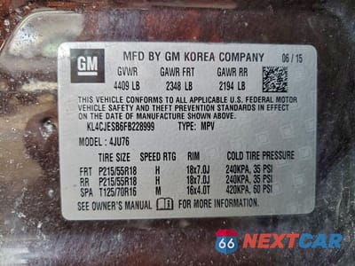 Zdjęcie 13 z 13 samochodu: 2015 BUICK ENCORE VIN:KL4CJESB6FB228999 - miniatura