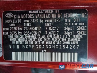 Zdjęcie 12 z 12 samochodu: 2017 KIA SORENTO LX VIN:5XYPGDA3XHG284267 - miniatura