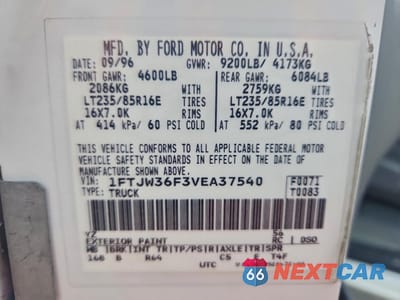Zdjęcie 12 z 12 samochodu: 1997 FORD F350 VIN:1FTJW36F3VEA37540 - miniatura