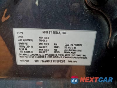 Zdjęcie 12 z 13 samochodu: 2024 TESLA MODEL Y VIN:7SAYGDEE9RF983580 - miniatura