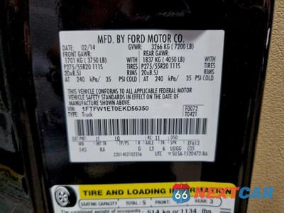Zdjęcie 12 z 12 samochodu: 2014 FORD F150 SUPERCREW VIN:1FTFW1ET0EKD56350 - miniatura
