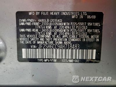 Zdjęcie 13 z 13 samochodu: 2010 SUBARU FORESTER 2.5X PREMIUM VIN:JF2SH6CC9AH718483 - miniatura