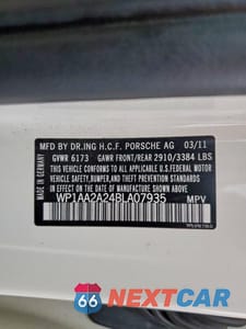 Zdjęcie 13 z 13 samochodu: 2011 PORSCHE CAYENNE VIN:WP1AA2A24BLA07935 - miniatura
