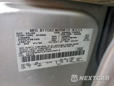 Zdjęcie 13 z 13 samochodu: 2001 FORD F150 SUPERCREW VIN:1FTRW07LX1KD70013 - miniatura