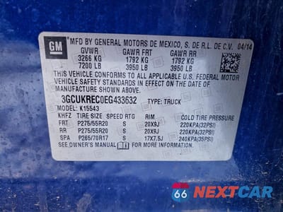 Zdjęcie 12 z 12 samochodu: 2014 CHEVROLET SILVERADO K1500 LT VIN:3GCUKREC0EG433632 - miniatura