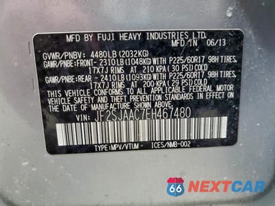 Zdjęcie 14 z 14 samochodu: 2014 SUBARU FORESTER 2.5I VIN:JF2SJAAC7EH467480 - miniatura