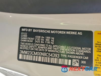 Zdjęcie 12 z 15 samochodu: 2022 BMW 230I VIN:3MW23CM00N8C54393 - miniatura