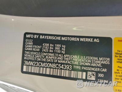 Zdjęcie 12 z 15 samochodu: 2022 BMW 230I VIN:3MW23CM00N8C54393 - miniatura