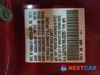 Zdjęcie 13 z 15 samochodu: 2011 HONDA ELEMENT EX VIN:5J6YH2H78BL002857 - miniatura