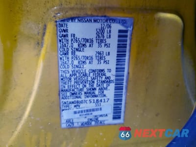 Zdjęcie 12 z 13 samochodu: 2007 NISSAN XTERRA OFF ROAD VIN:5N1AN08U07C518417 - miniatura