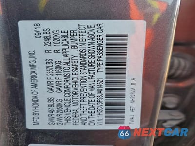 Zdjęcie 12 z 12 samochodu: 2018 HONDA ACCORD TOURING HYBRID VIN:1HGCV3F98JA014621 - miniatura