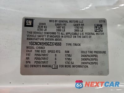 Zdjęcie 12 z 12 samochodu: 2016 CHEVROLET SILVERADO C1500 VIN:1GCNCNEH5GZ374568 - miniatura