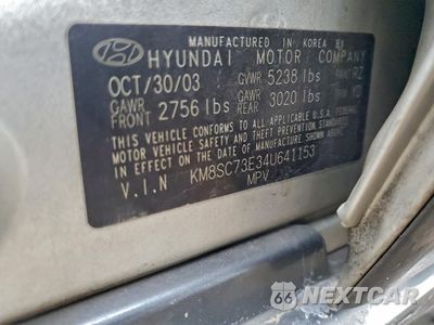 Zdjęcie 13 z 15 samochodu: 2004 HYUNDAI SANTA FE GLS VIN:KM8SC73E34U641153 - miniatura
