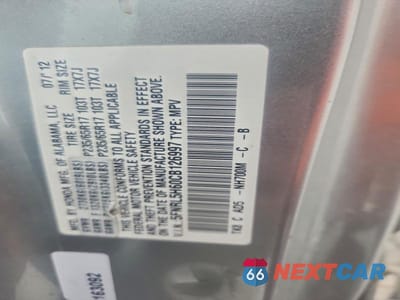 Zdjęcie 13 z 13 samochodu: 2012 HONDA ODYSSEY EXL VIN:5FNRL5H60CB126997 - miniatura